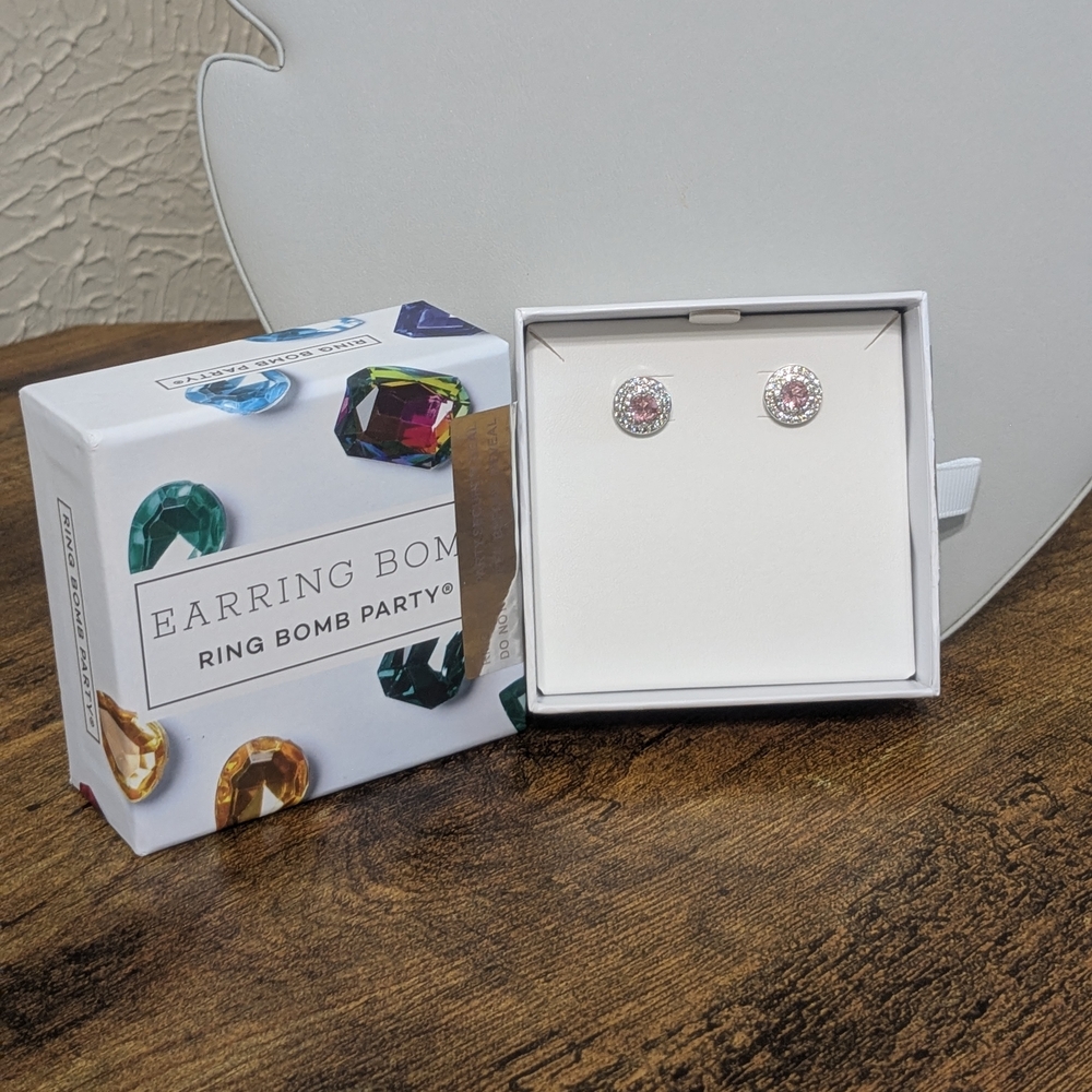 Silver And Pink Earrings
